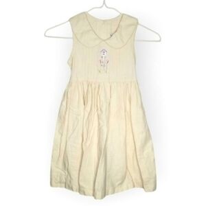 Girls Vintage Good Lad linen dress pale yellow birdhouse cottagecore coquette 5